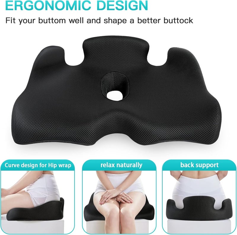 Benazcap Standard Memory Seat Cushion for Office Chair Pressure Relief Sciatica & Tailbone Pain Relief Firm Coccyx Pad for Long Sitting, Office Chair, Gaming Chair and Car Seat-Black, Standard Size - Image 5